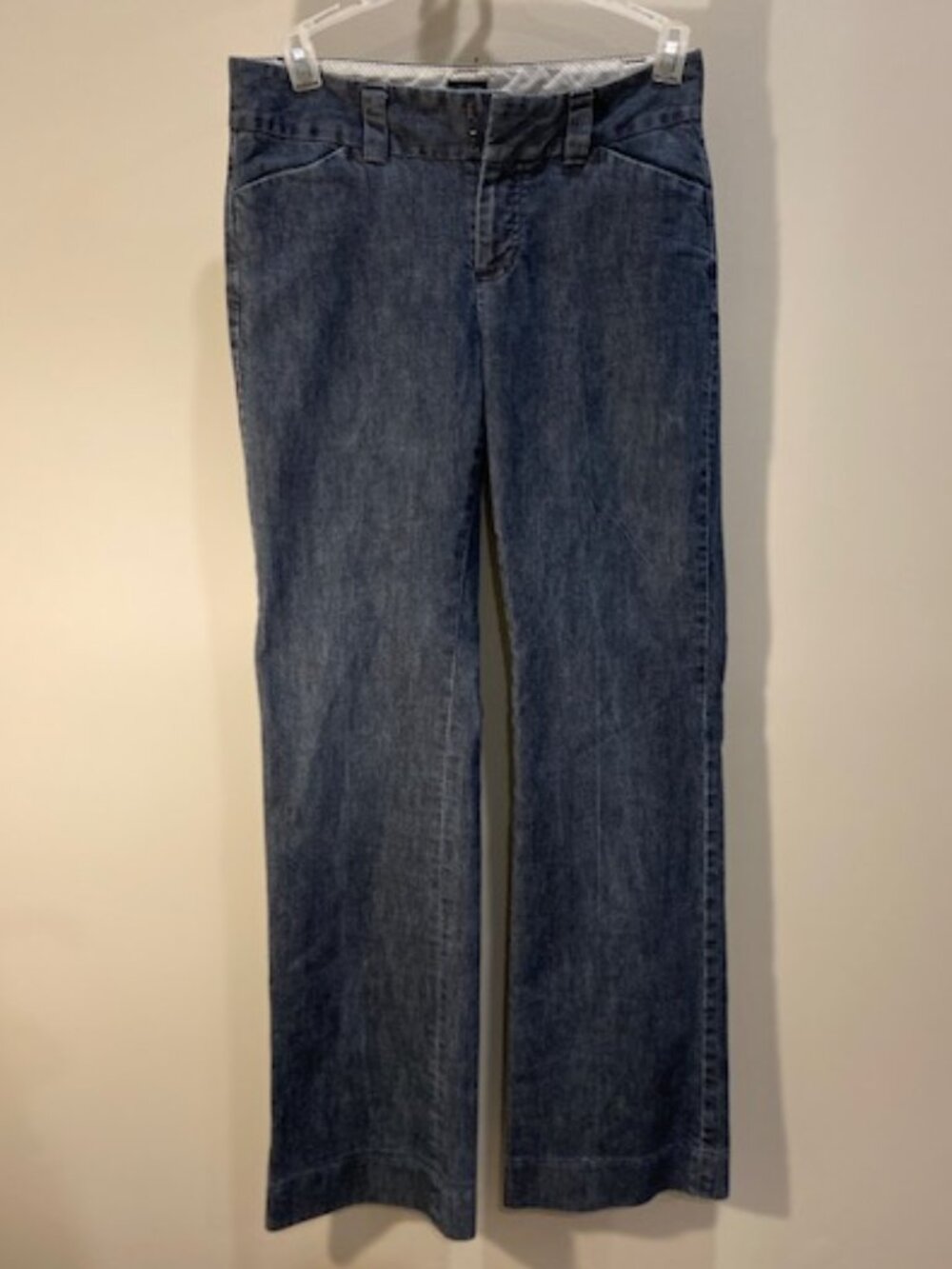 GAP jeans low waisted Curvy Straight leg Dark demin flat front, sz 6 Long